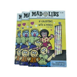 Mad Libs Valentines and Pencils Blue White 3 Sets
